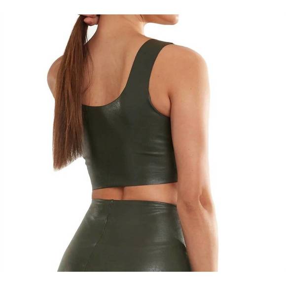NEW COMMANDO faux leather crop top in pine - Picture 2 of 3